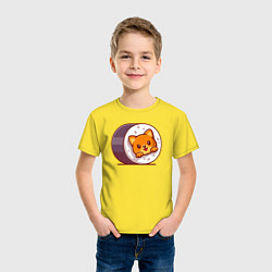 Футболка хлопковая детская Ролл котик, цвет: желтый — фото 2