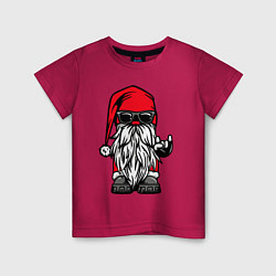 Футболка хлопковая детская Санта Клаус - гном, цвет: маджента