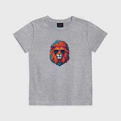 Футболка хлопковая детская Голова льва в солнечных очках, цвет: меланж