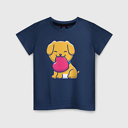 Футболка хлопковая детская Собачка с сердцем, цвет: тёмно-синий