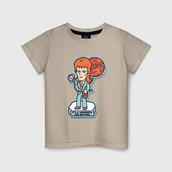 Футболка хлопковая детская David Bowie - Its a wonderful life on mars, цвет: миндальный
