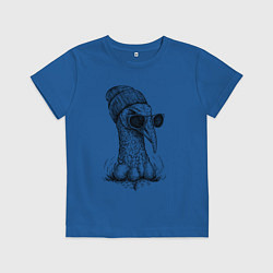 Футболка хлопковая детская Индейка-хипстер, цвет: синий