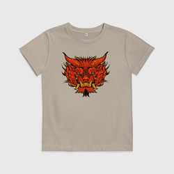 Футболка хлопковая детская Голова китайского красного дракона, цвет: миндальный
