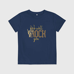 Футболка хлопковая детская Я люблю рок, цвет: тёмно-синий