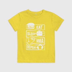 Футболка хлопковая детская Еда сон mma, цвет: желтый