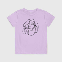 Футболка хлопковая детская Силуэт головы женщины, цвет: лаванда
