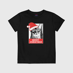 Футболка хлопковая детская Счастливого абиссинского Рождества, цвет: черный