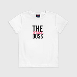 Футболка хлопковая детская The real boss, цвет: белый