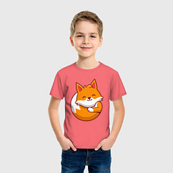 Футболка хлопковая детская Orange fox, цвет: коралловый — фото 2