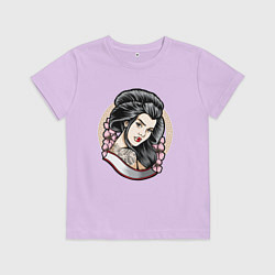 Футболка хлопковая детская Девушка с татуировкой дракона, цвет: лаванда