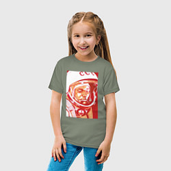 Футболка хлопковая детская Gagarin in red, цвет: авокадо — фото 2