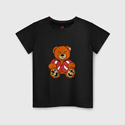 Футболка хлопковая детская Медведь Марат в спортивном костюме, цвет: черный