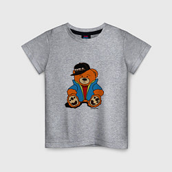 Футболка хлопковая детская Мишка Марат в куртке, цвет: меланж
