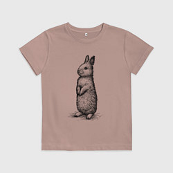 Футболка хлопковая детская Заяц стоит, цвет: пыльно-розовый