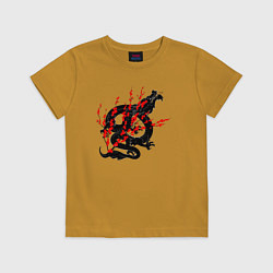 Футболка хлопковая детская Tokyo dragon, цвет: горчичный