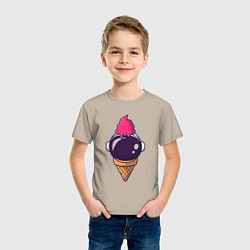 Футболка хлопковая детская Космическое мороженое, цвет: миндальный — фото 2