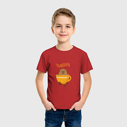 Футболка хлопковая детская Кофе и капибара, цвет: красный — фото 2