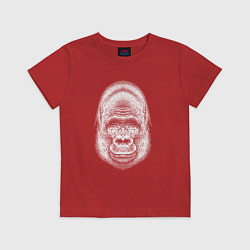 Футболка хлопковая детская Морда веселой гориллы, цвет: красный