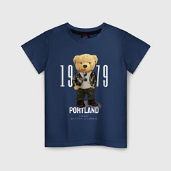 Футболка хлопковая детская Плюшевый медведь portland, цвет: тёмно-синий