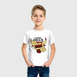 Футболка хлопковая детская Bulls logo with hands, цвет: белый — фото 2