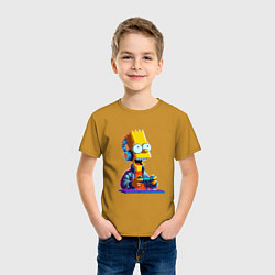 Футболка хлопковая детская Bart is an avid gamer, цвет: горчичный — фото 2