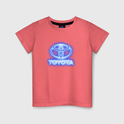 Футболка хлопковая детская Toyota neon, цвет: коралловый