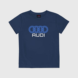 Футболка хлопковая детская Audi neon art, цвет: тёмно-синий