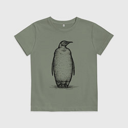 Футболка хлопковая детская Пингвин стоит, цвет: авокадо