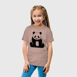 Футболка хлопковая детская Грустная панда сидит, цвет: пыльно-розовый — фото 2
