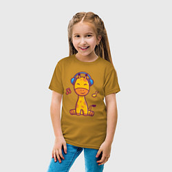Футболка хлопковая детская Музыкальный жирафик, цвет: горчичный — фото 2