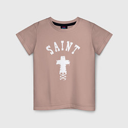 Футболка хлопковая детская Святой крест череп, цвет: пыльно-розовый