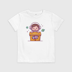 Футболка хлопковая детская Космический мальчик, цвет: белый