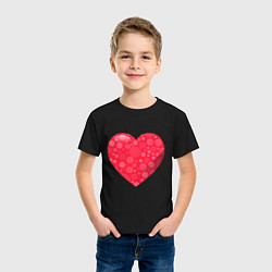 Футболка хлопковая детская Сердце красное в пятнышках, цвет: черный — фото 2