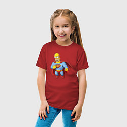 Футболка хлопковая детская Гомер супермен, цвет: красный — фото 2