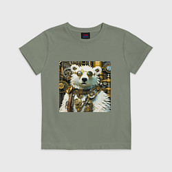 Детская футболка Северный медведь воин в очках в стиле стимпанк