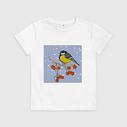 Футболка хлопковая детская Синица, цвет: белый