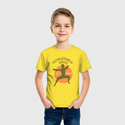 Футболка хлопковая детская Боец карате кекусинкай, цвет: желтый — фото 2