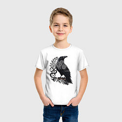 Футболка хлопковая детская Мистический славянский ворон, цвет: белый — фото 2