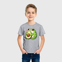 Футболка хлопковая детская Лягушка обнимает авокадо, цвет: меланж — фото 2