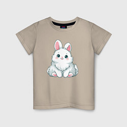 Футболка хлопковая детская Пушистый аниме кролик, цвет: миндальный
