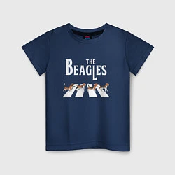 Футболка хлопковая детская Бигли The Beatles пародия, цвет: тёмно-синий