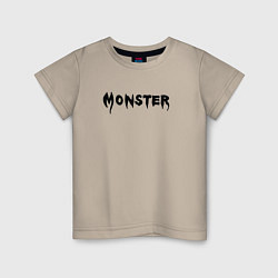 Футболка хлопковая детская Monster black, цвет: миндальный