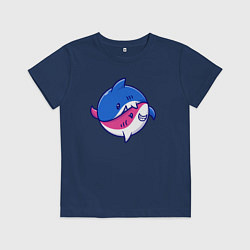 Футболка хлопковая детская Акулы инь ян, цвет: тёмно-синий