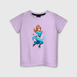 Футболка хлопковая детская Аниме - девушка в танце, цвет: лаванда