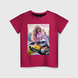 Футболка хлопковая детская Barbie racing - ai art, цвет: маджента
