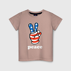 Футболка хлопковая детская USA peace, цвет: пыльно-розовый