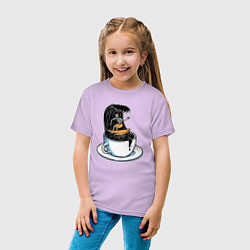 Футболка хлопковая детская Кофейный серфер, цвет: лаванда — фото 2