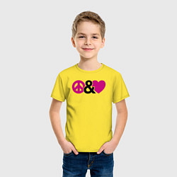 Футболка хлопковая детская Peace and love, цвет: желтый — фото 2