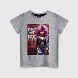 Футболка хлопковая детская Punks not dead - cool Barbie ai art, цвет: меланж