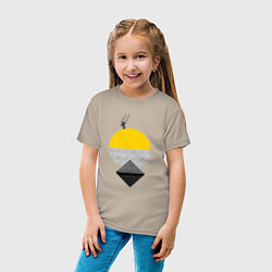 Футболка хлопковая детская Абстракция с оленем, цвет: миндальный — фото 2